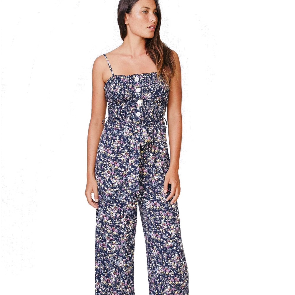 Smocked Ditzy Floral Convertible Jumpsuit